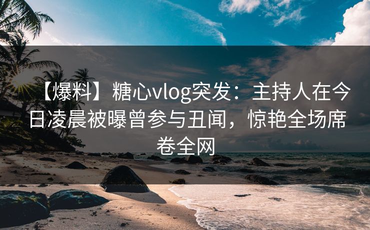 【爆料】糖心vlog突发：主持人在今日凌晨被曝曾参与丑闻，惊艳全场席卷全网