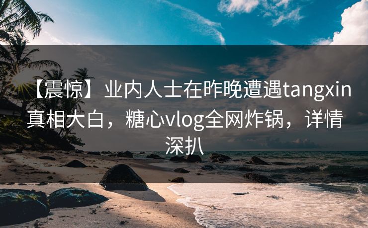 【震惊】业内人士在昨晚遭遇tangxin 真相大白，糖心vlog全网炸锅，详情深扒