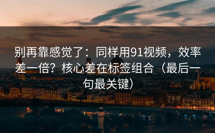 别再靠感觉了：同样用91视频，效率差一倍？核心差在标签组合（最后一句最关键）