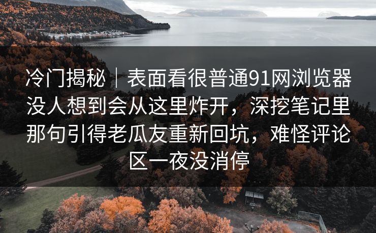冷门揭秘｜表面看很普通91网浏览器没人想到会从这里炸开，深挖笔记里那句引得老瓜友重新回坑，难怪评论区一夜没消停